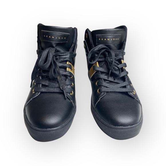 Sean John ᯾ Men’s Shoes Hardlined High Top Sneakers ᯾ Black + Gold ᯾ 8M EUR 41 - Picture 8 of 16